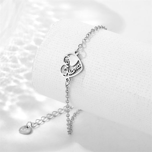 Stainless Steel Mother's Day Bracelet Female I LOVE Mama Heart Bracelet Wholesale