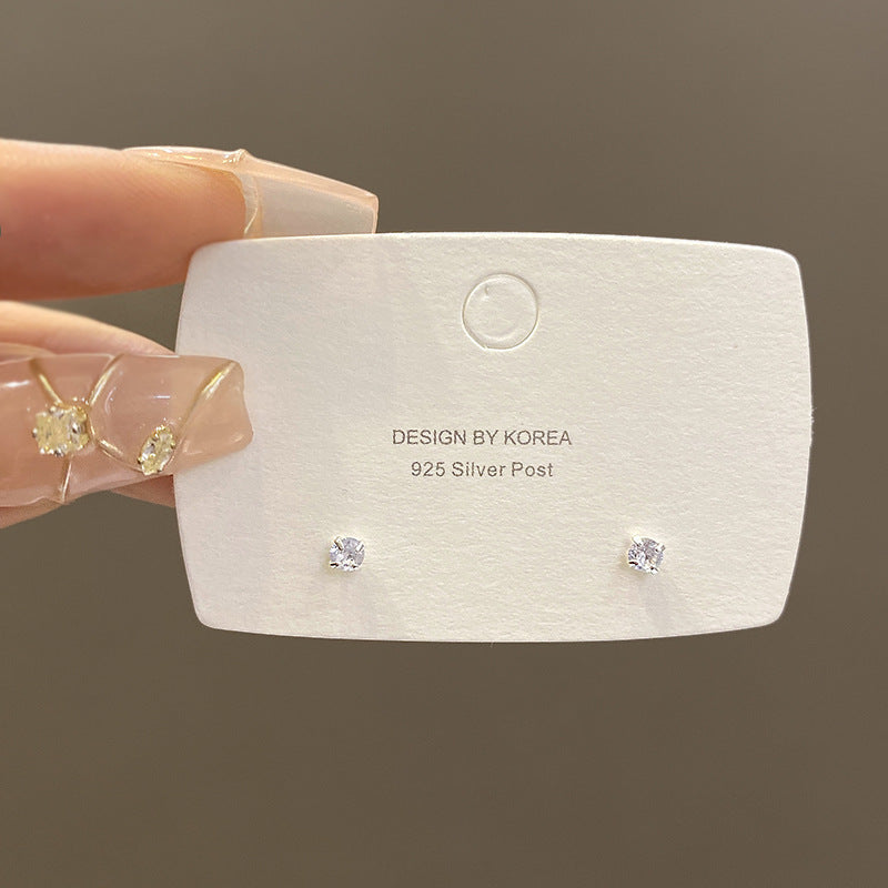 S925 Silver Needle Simple Ear Hole Earrings, Women's Small and Versatile Commuting Temperament Earrings, No Need To Pick Ear Accessories When Sleeping