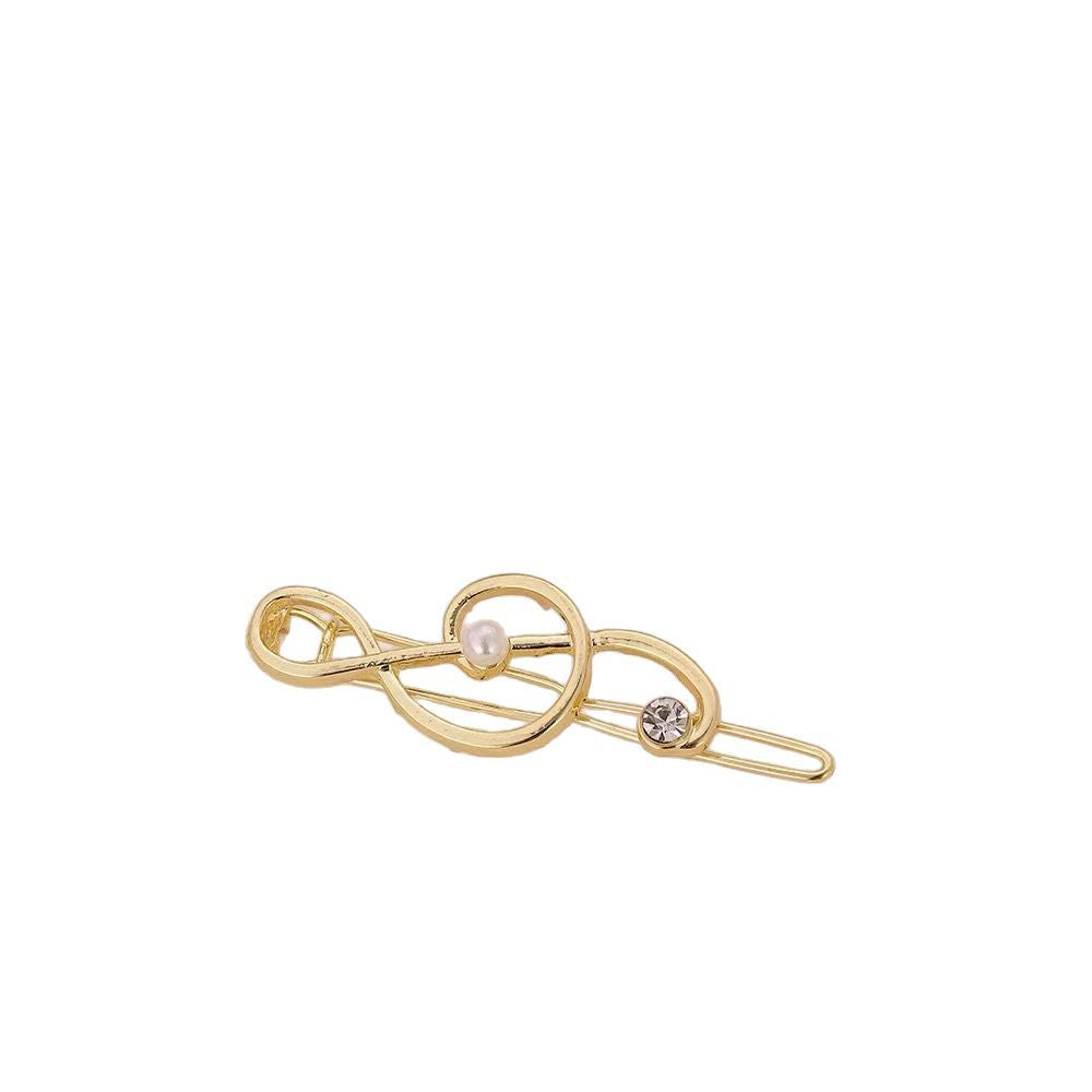 European and American Metal Fashion Music Note Hairpin Creative Bangs Clip Side Clip Pearl Rhinestone Headdress Hair Accessories