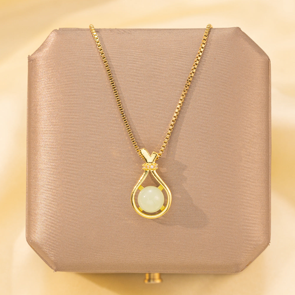 Copper Pendant Titanium Steel Necklace for Women Slightly Inlaid Zircon Pendant Girl Necklace