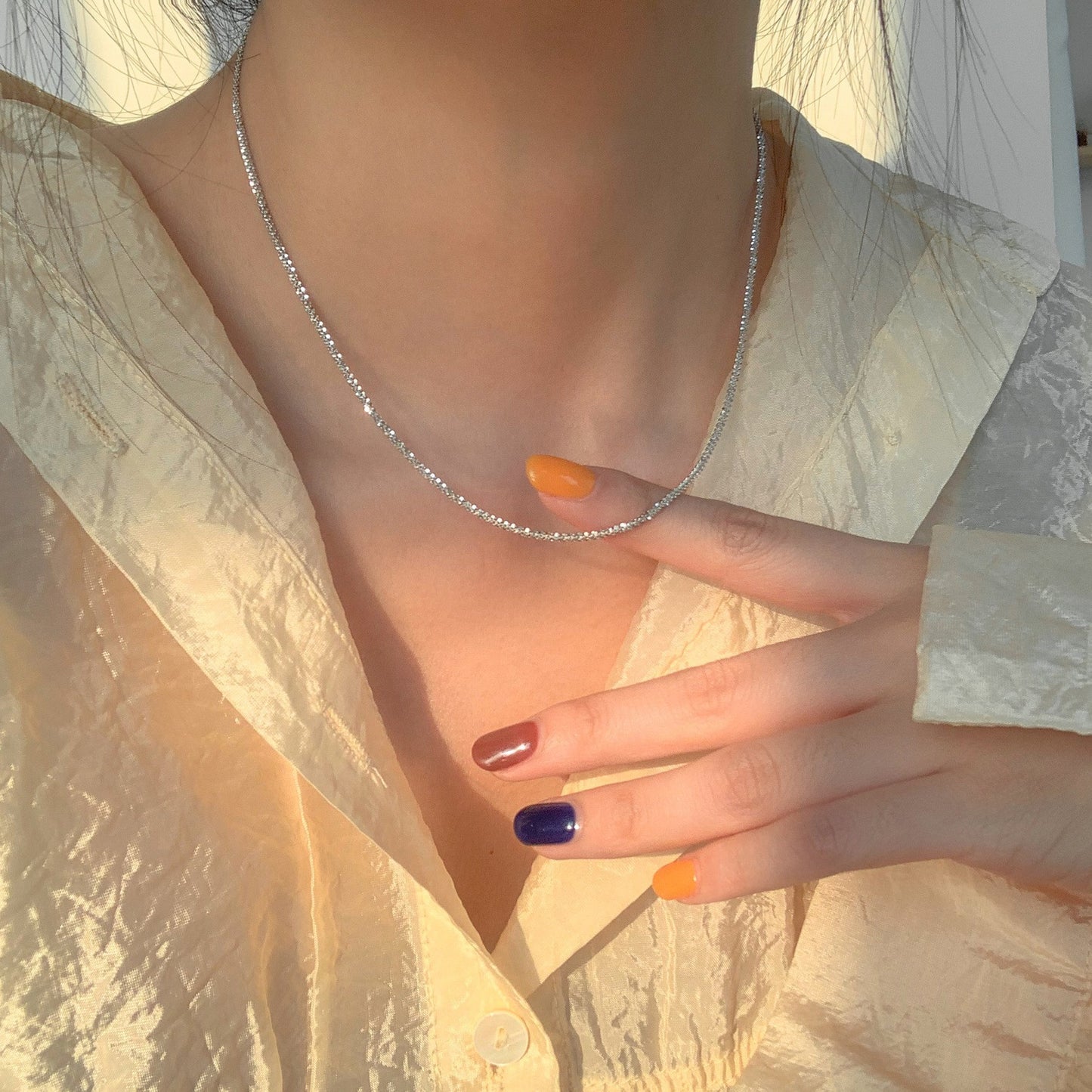 925 Silver Love Necklace Women's Summer High Sense Design Sense Niche Light Luxury Collarbone Chain Neck Chain