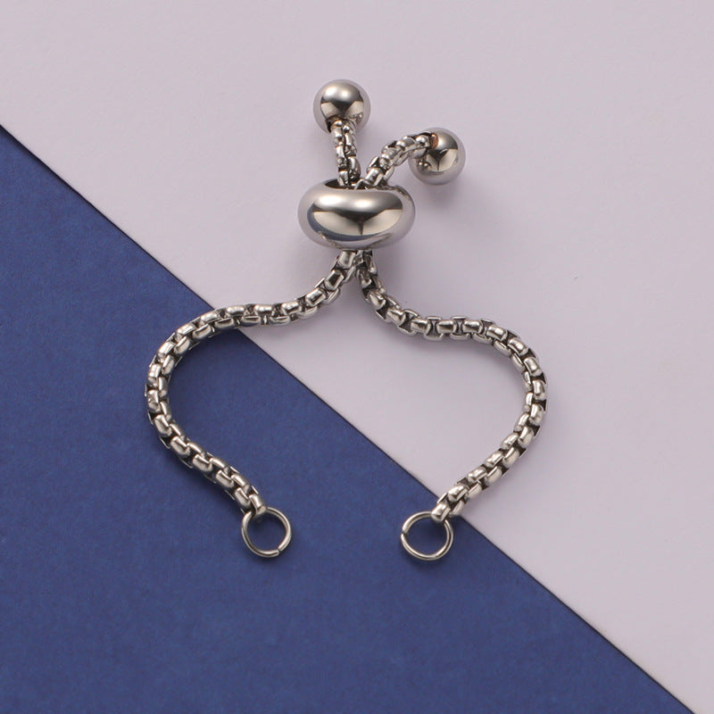 Hot-selling DIY Stainless Steel Adjustable Ring Accessories Pull-out Telescopic Rubber Ring 4.5cm/5cmm Ring Chain