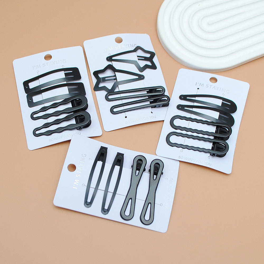 Black Hairpin Duck Clip Temperament Bb Clip Set Japanese and Korean Simple Bangs Clip Forehead Small Clip Headdress