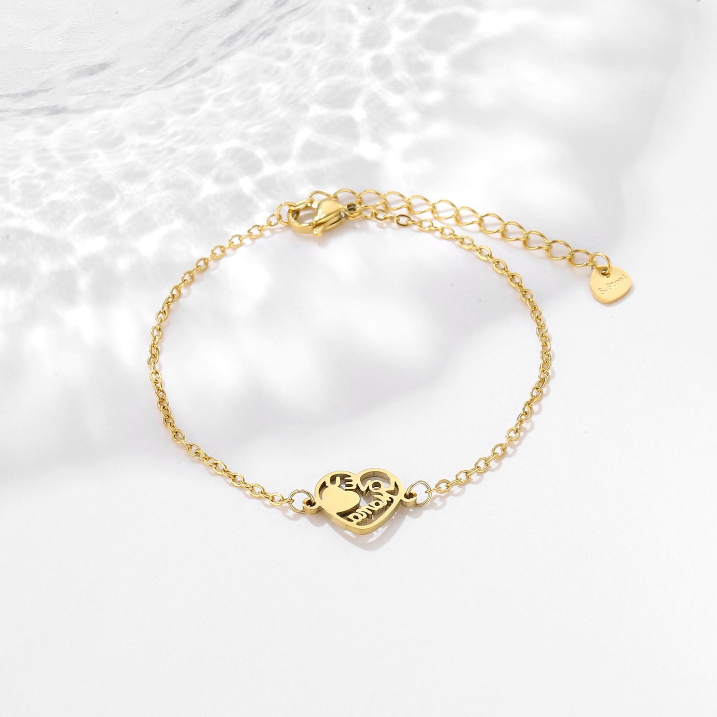 Stainless Steel Mother's Day Bracelet Female I LOVE Mama Heart Bracelet Wholesale