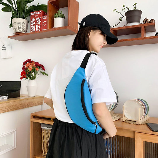 New Simplified Sports Mobile Phone Fanny Pack Men's Simple Korean Shoulder Messenger Bag Women's Solid Color Close-fitting Breast Bag