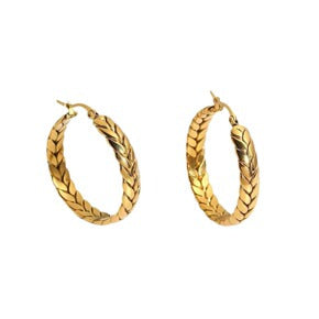 Light Luxury Wind Titanium Steel Woven Circle Earrings Star with The Same Wheat Stud Earrings