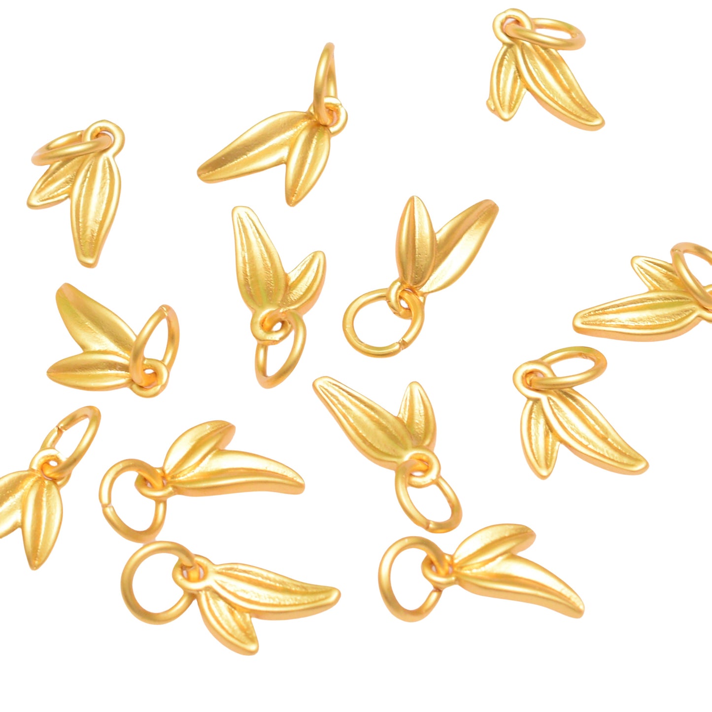 Ancient Sand Gold Bamboo Leaf Bracelet Pendant Accessories DIY Handmade Beaded Braided Rope Hand Necklace Bamboo Pendant