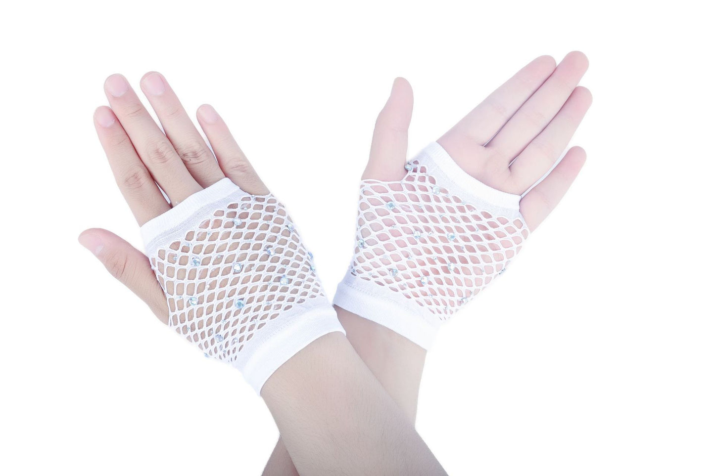 European and American Fashion Flash Diamond Short Sex Fishing Net Gloves Party Punk Decorative Half-finger Gloves Wholesale