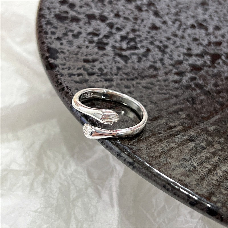 Korean Version 925 Sterling Silver Plain Ring, Women's Non-fading Ins Style Light Luxury High-end Sense Versatile Opening Adjustment Index Finger Ring
