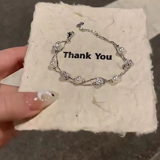 Gypsy Star~ Double-layer Stacked Pearl Bracelet for Women's Niche Light Luxury Temperament Exquisite and Versatile Jewelry