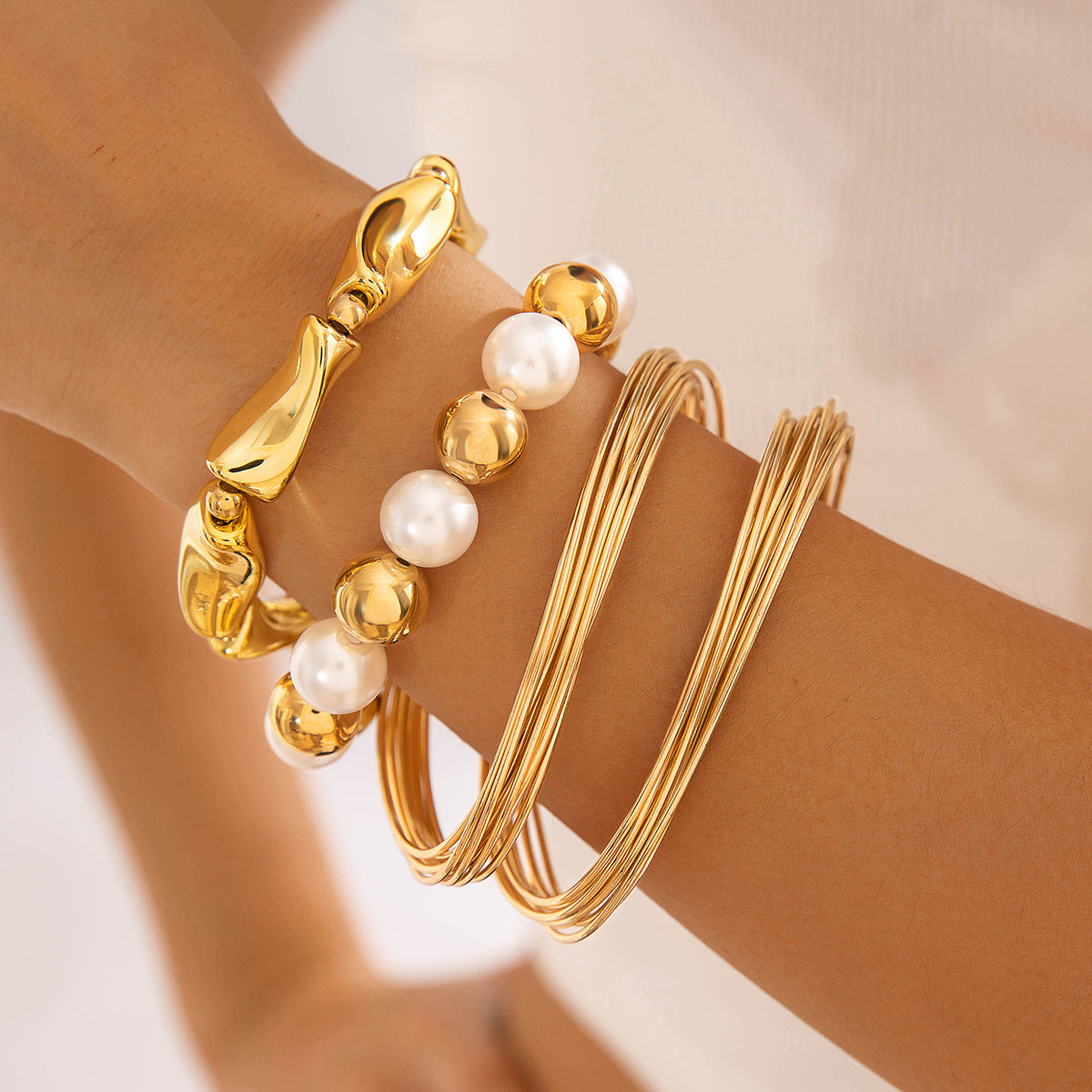 Multi-layer Line Winding Geometric Opening Bracelet Punk Style Bracelet