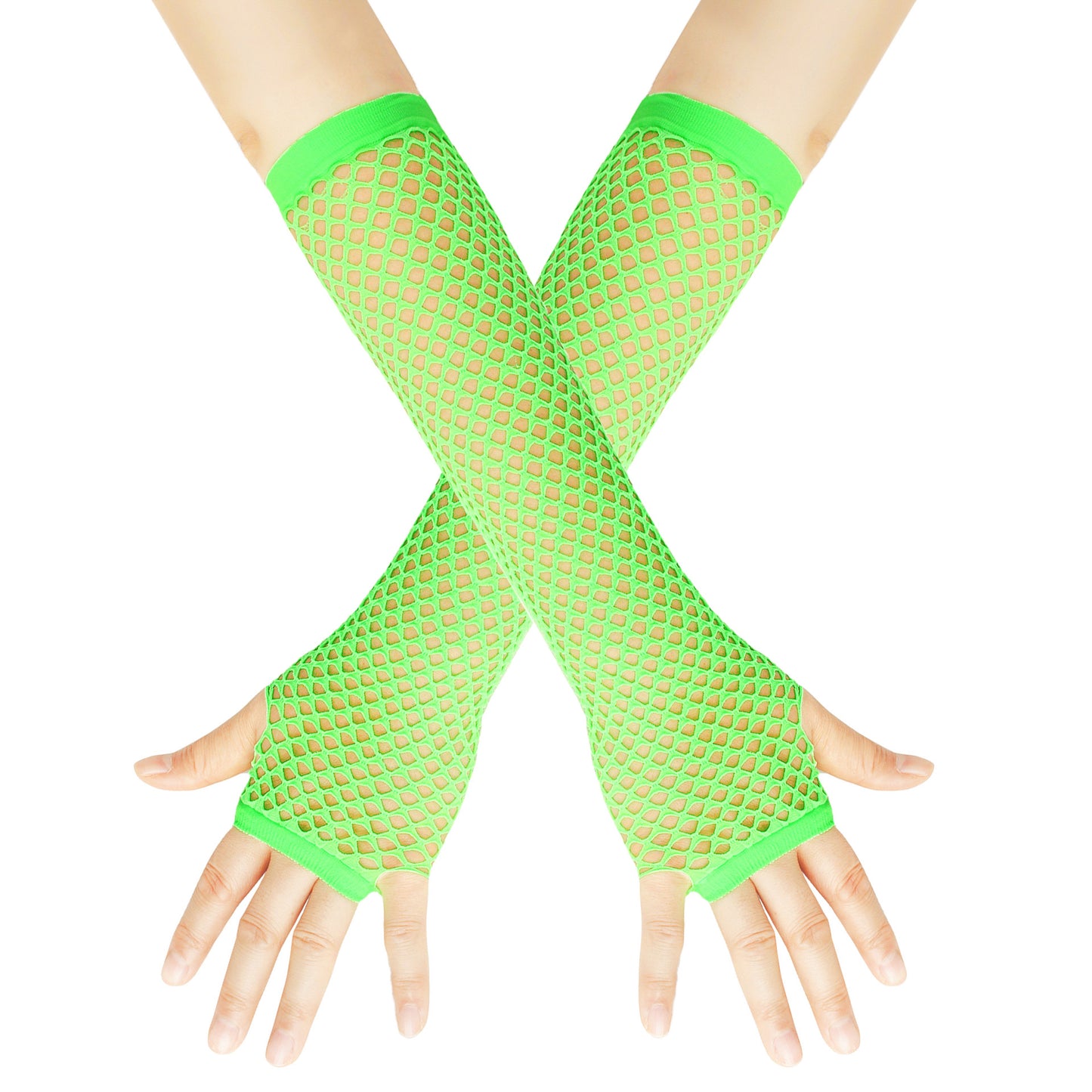 European and American Rough Net Fishing Net Elastic Gloves Sexy Long Gloves Punk Half Finger Nightclub Party Etiquette Gloves