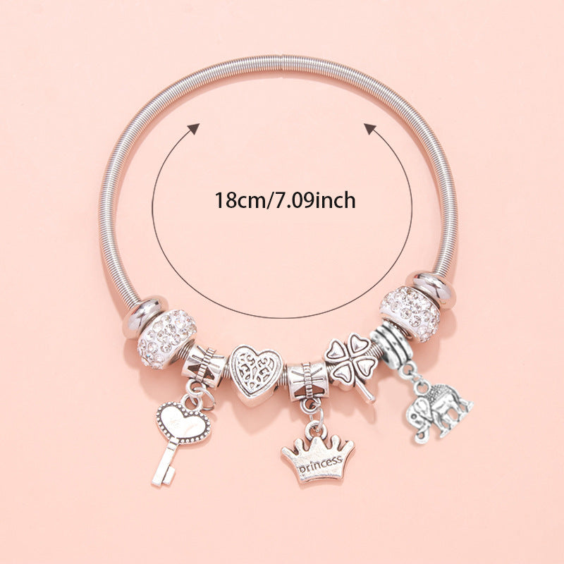 Explosive DIY Pink Love Pendant Bracelet Light Luxury Point Diamond Jewelry Temperament Versatile Bracelet Wholesale