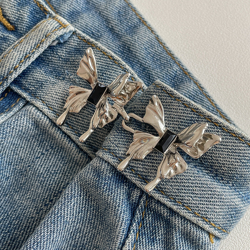 Jeans Waistband Reduced Waist Buckle Brooch Women's Skirt Tightened Waist Artifact Pin Fixed Anti-light Buckle Button