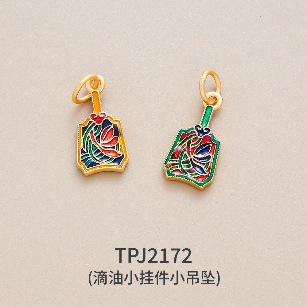 Copper, Ancient Gold, Color-preserving Dripping Oil, Small Pendant, Small Pendant, National Style Bracelet, Bracelet, Jewelry Accessories, Peace Talisman, Lucky Character