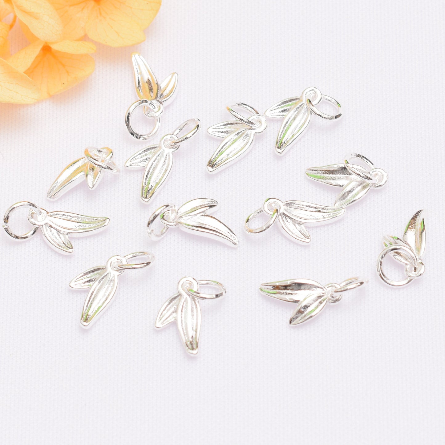 Ancient Sand Gold Bamboo Leaf Bracelet Pendant Accessories DIY Handmade Beaded Braided Rope Hand Necklace Bamboo Pendant