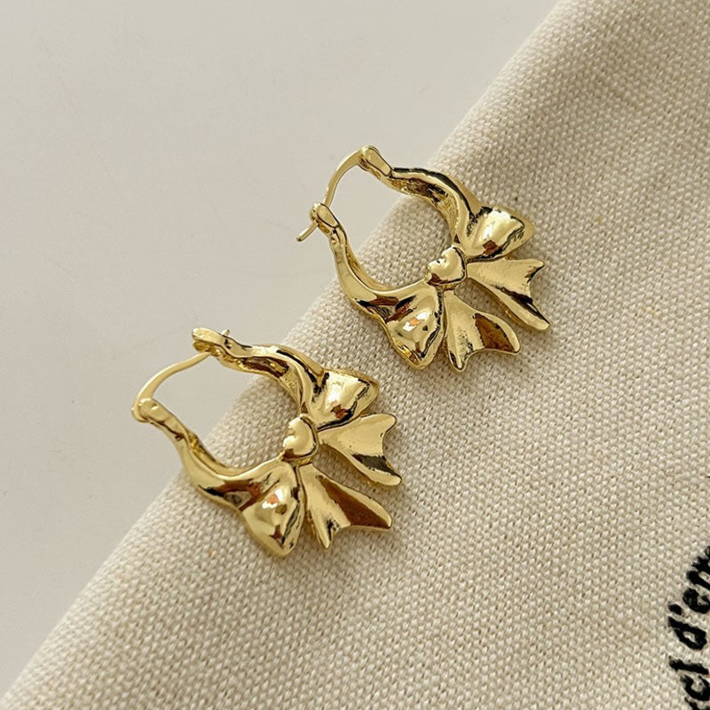 Retro Hong Kong Style Temperament Stud Earrings Female Explosion Internet Celebrity Niche High Sense Gold Earrings