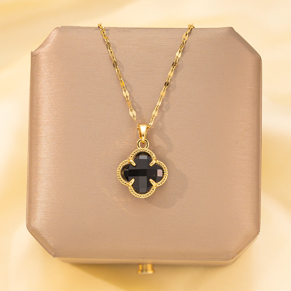 Copper Pendant Titanium Steel Necklace for Women Slightly Inlaid Zircon Pendant Girl Necklace