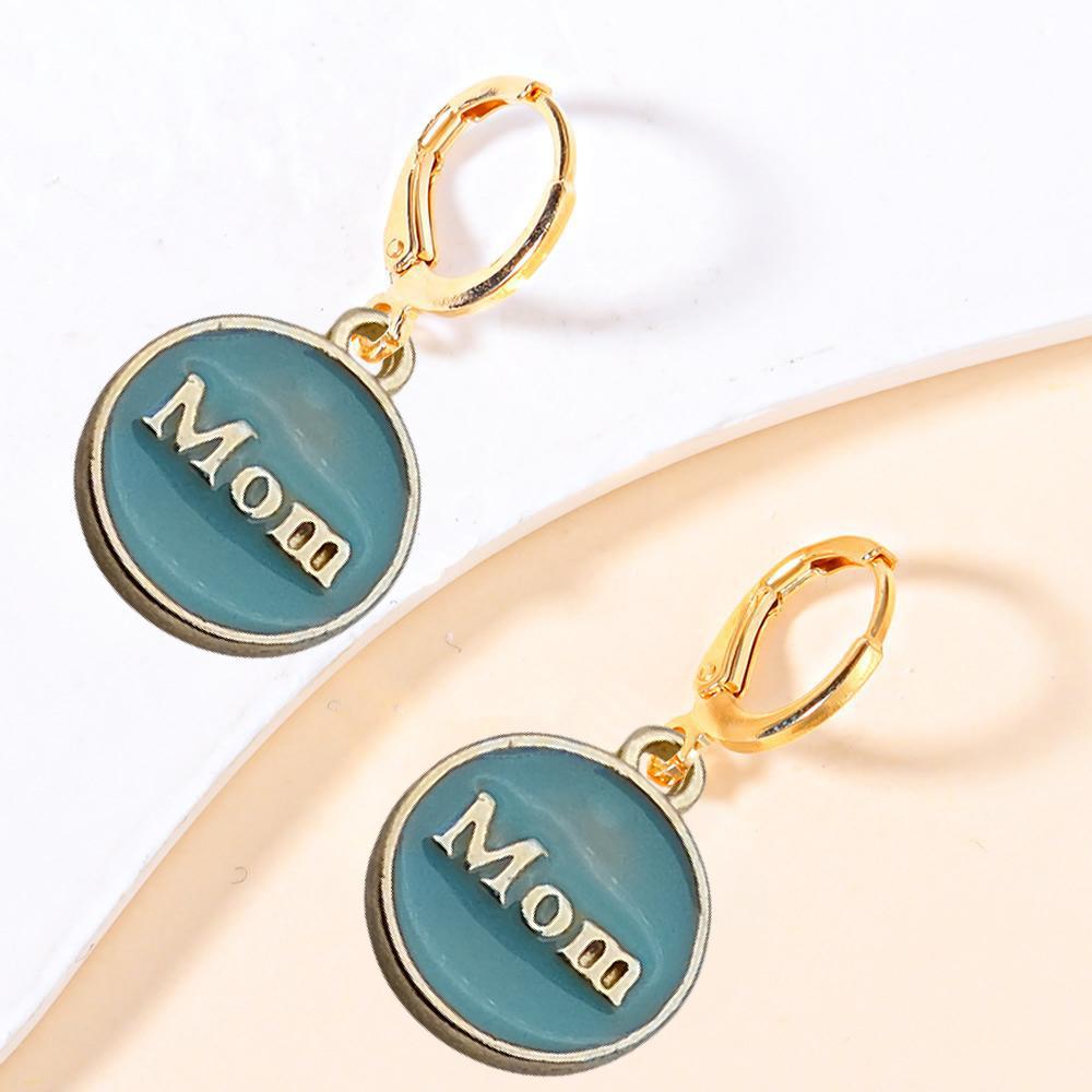 Alloy Drip Pendant Round Double-sided Mom18x14mm Series Earrings