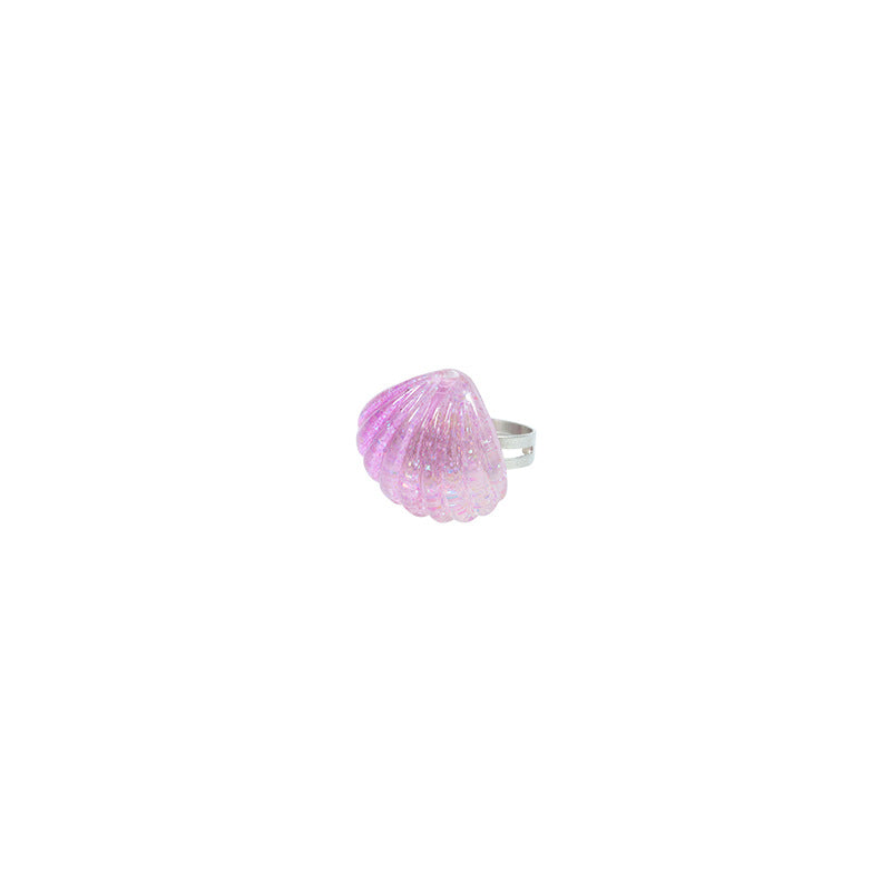 New Shell Necklace Ring Ocean Series Children's Pendant Girl Pink Ring Party Friendship Jewelry