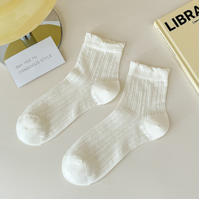 Lace Socks Children's Summer Thin Mesh Hollow Breathable Medium Tube Socks Simple Versatile Women's Socks