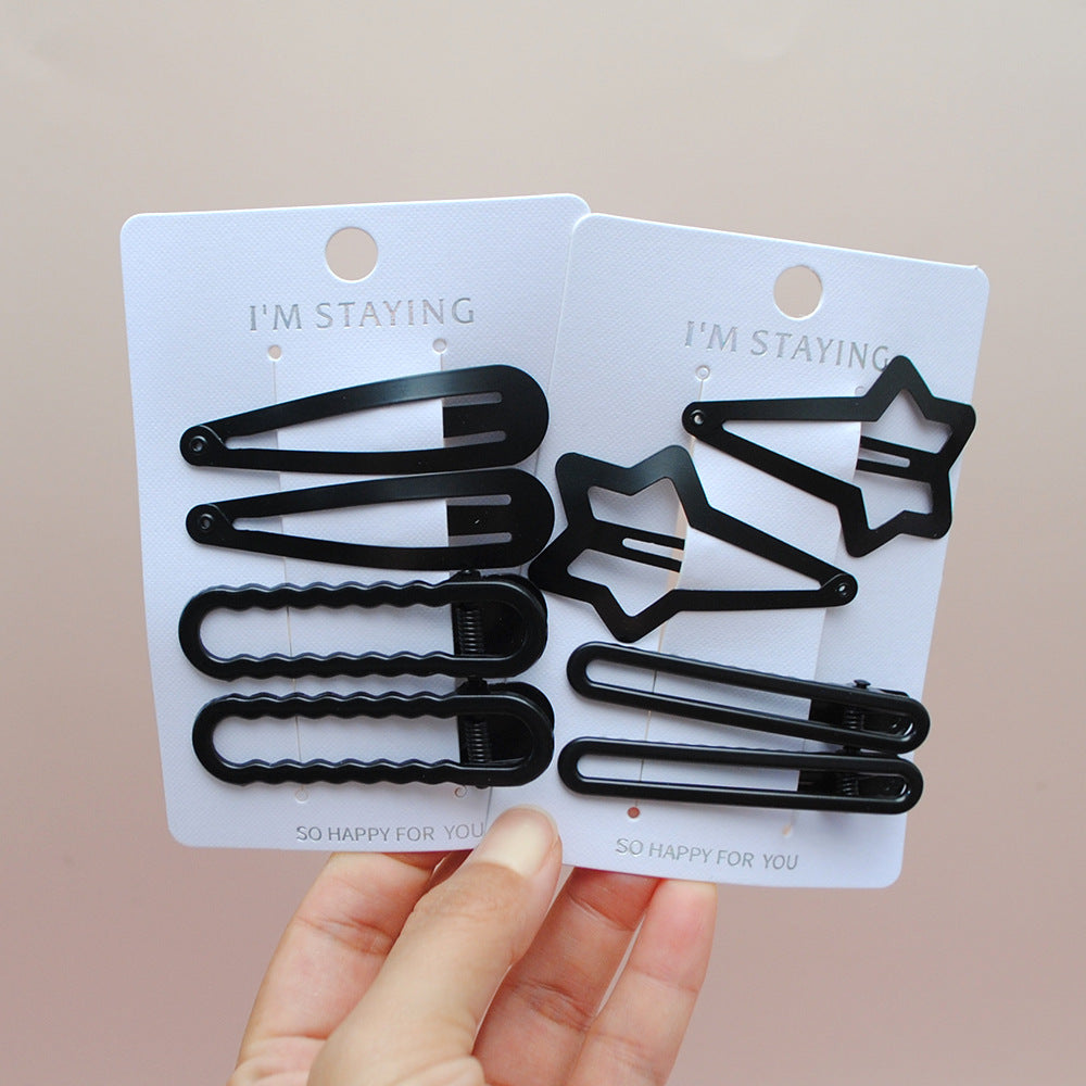 Black Hairpin Duck Clip Temperament Bb Clip Set Japanese and Korean Simple Bangs Clip Forehead Small Clip Headdress