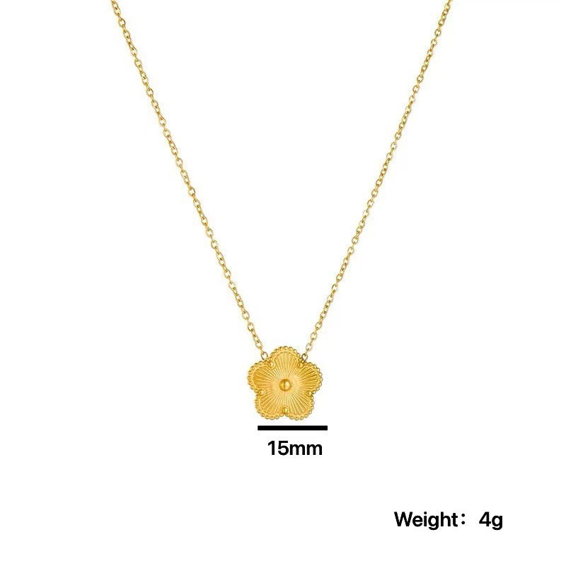 Simple Temperament Five-leaf Flower Jewelry Set, Four-leaf Clover Laser, Titanium Steel Plum Blossom Fashion Versatile Internet Celebrity Tide Jewelry