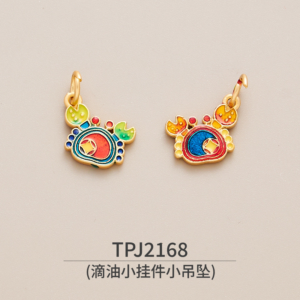 Copper, Ancient Gold, Color-preserving Dripping Oil, Small Pendant, Small Pendant, National Style Bracelet, Bracelet, Jewelry Accessories, Peace Talisman, Lucky Character