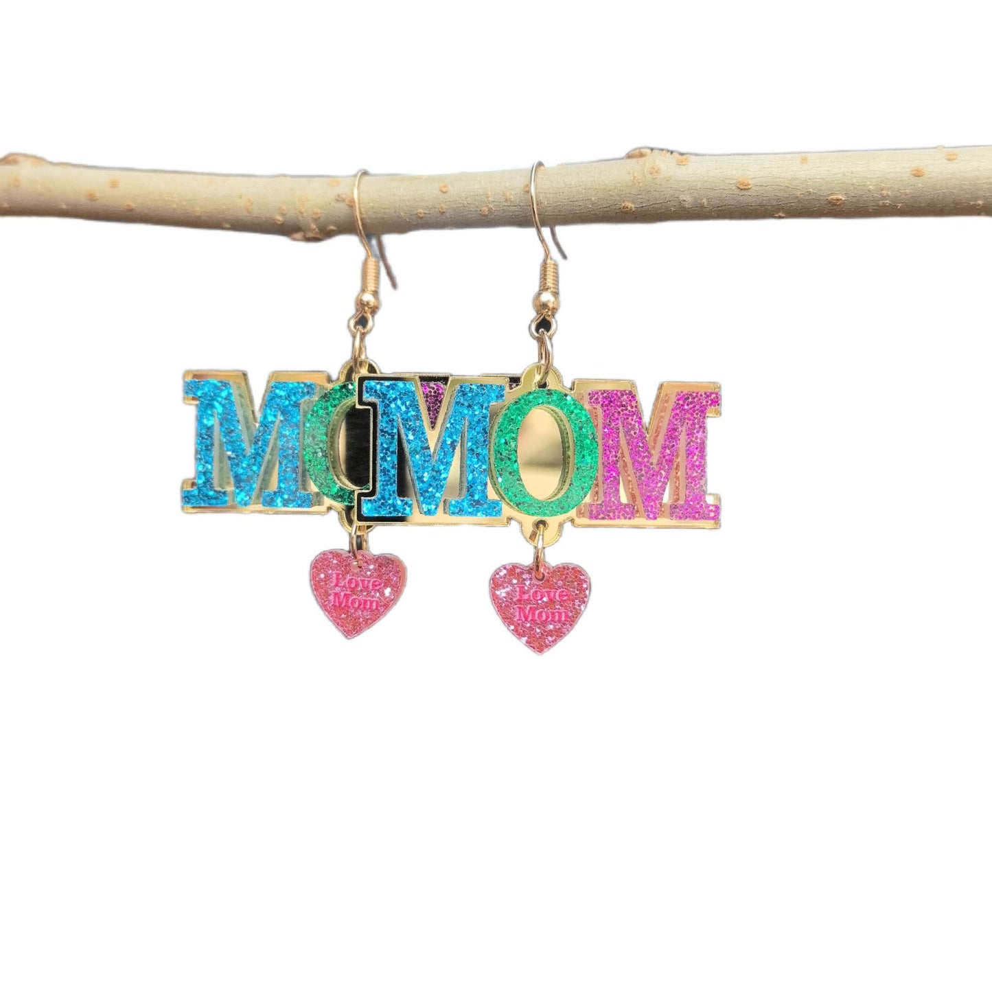 European and American New Mother's Day Splicing Acrylic MOM MAMA Letter Love Earrings Holiday Gift Earrings