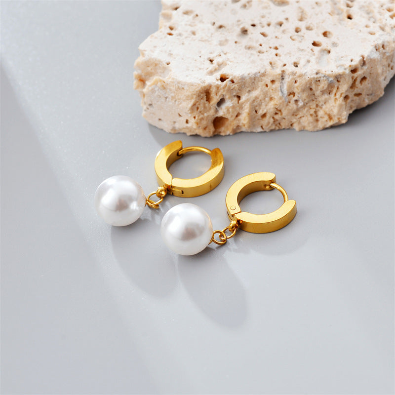 Fashion Titanium Steel Does Not Fade Short Ear Buckle Simple Geometric Rose Gold Earrings Stud Earrings