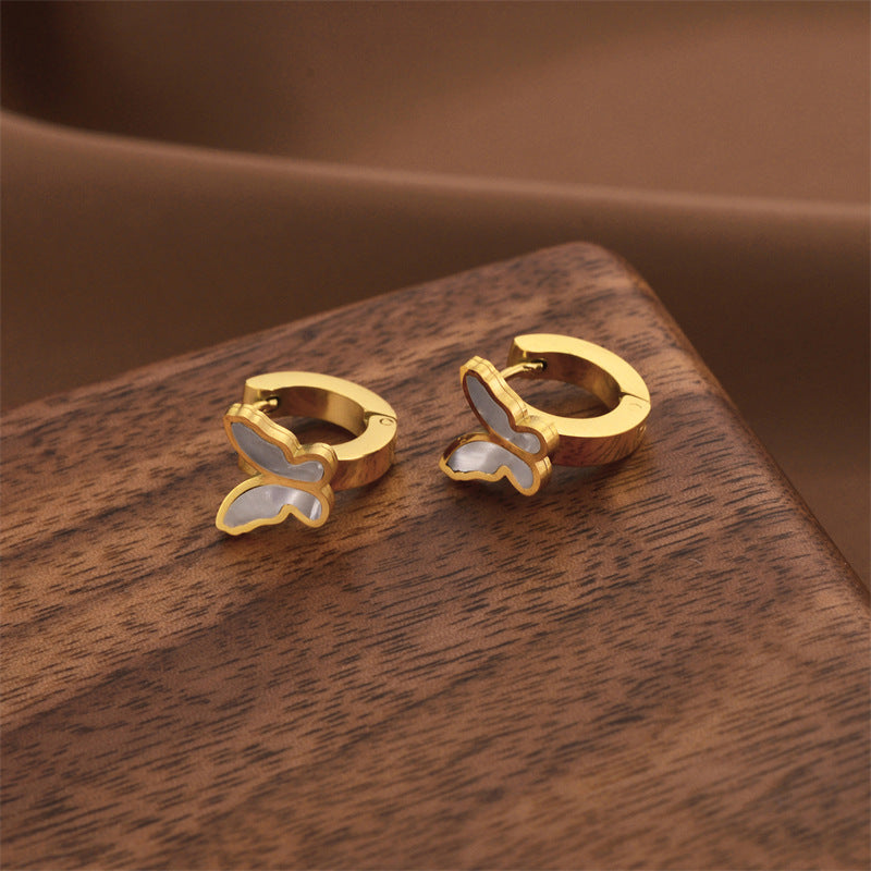 Fashion Titanium Steel Does Not Fade Short Ear Buckle Simple Geometric Rose Gold Earrings Stud Earrings