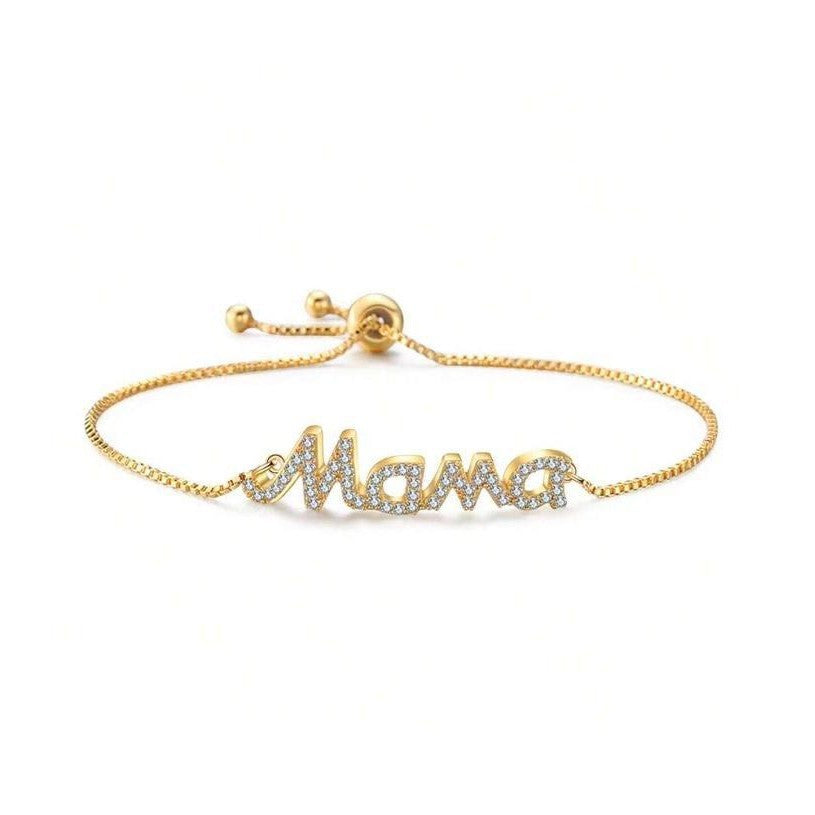 Fashion Mom Letter Creative Japanese and Korean Bracelet Zircon Premium Summer New Zipper Jewelry Women