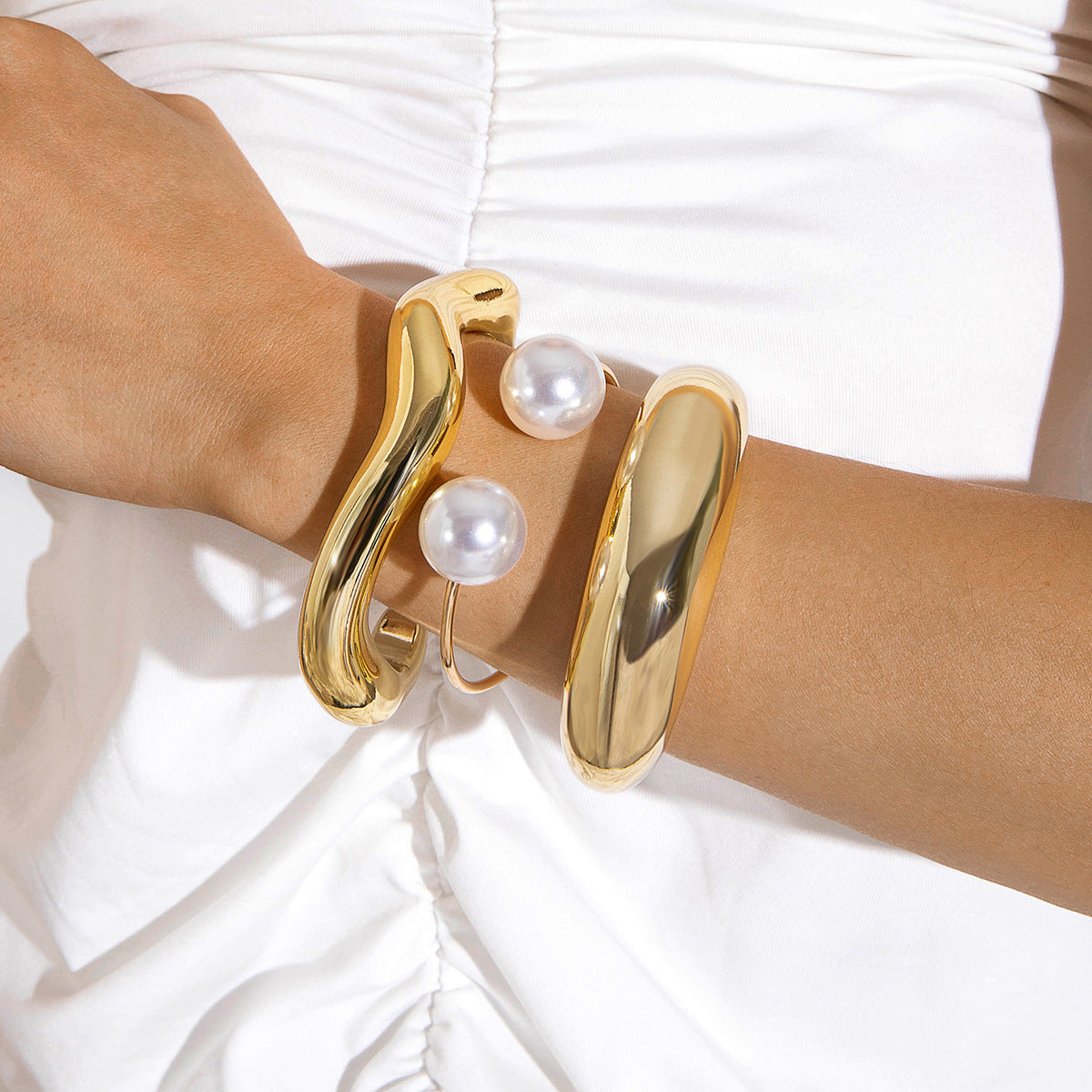 Multi-layer Line Winding Geometric Opening Bracelet Punk Style Bracelet