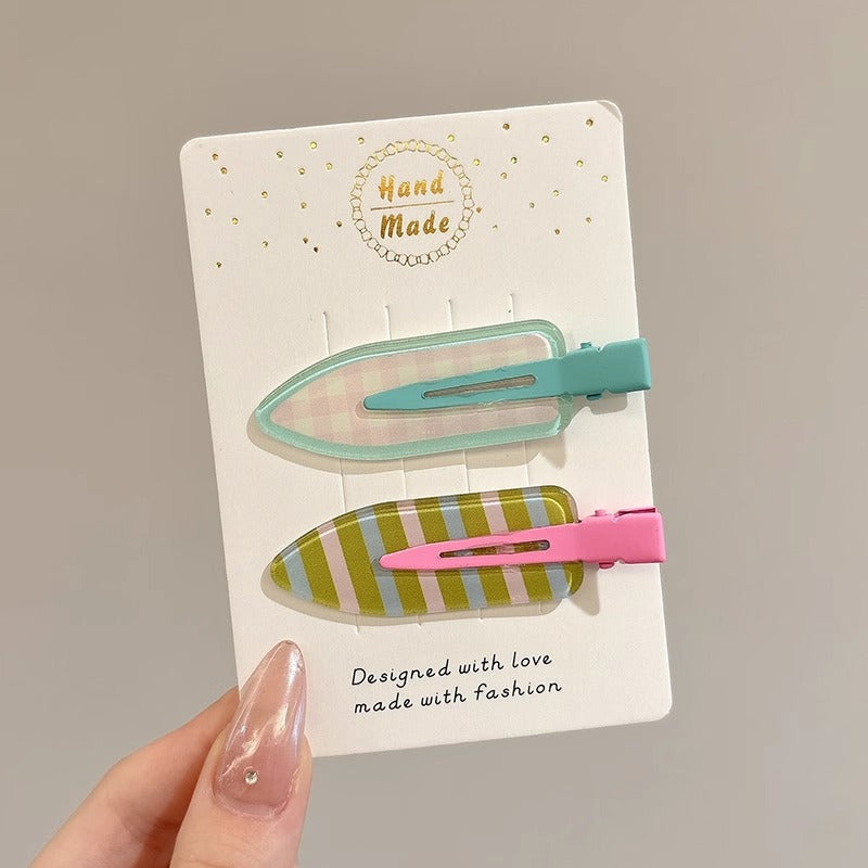 Black and White Checkerboard Hairpin Seamless Hairpin Broken Hair Bangs Side Clip Female Korean Duck Bill Clip One-word Clip