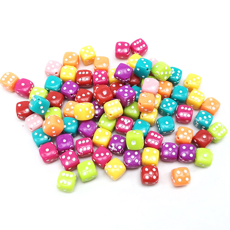 Accessories 8mm Acrylic Mahjong Dice Beaded Oblique Hole Dice Loose Beads DIY Material Bracelet Necklace Bracelet