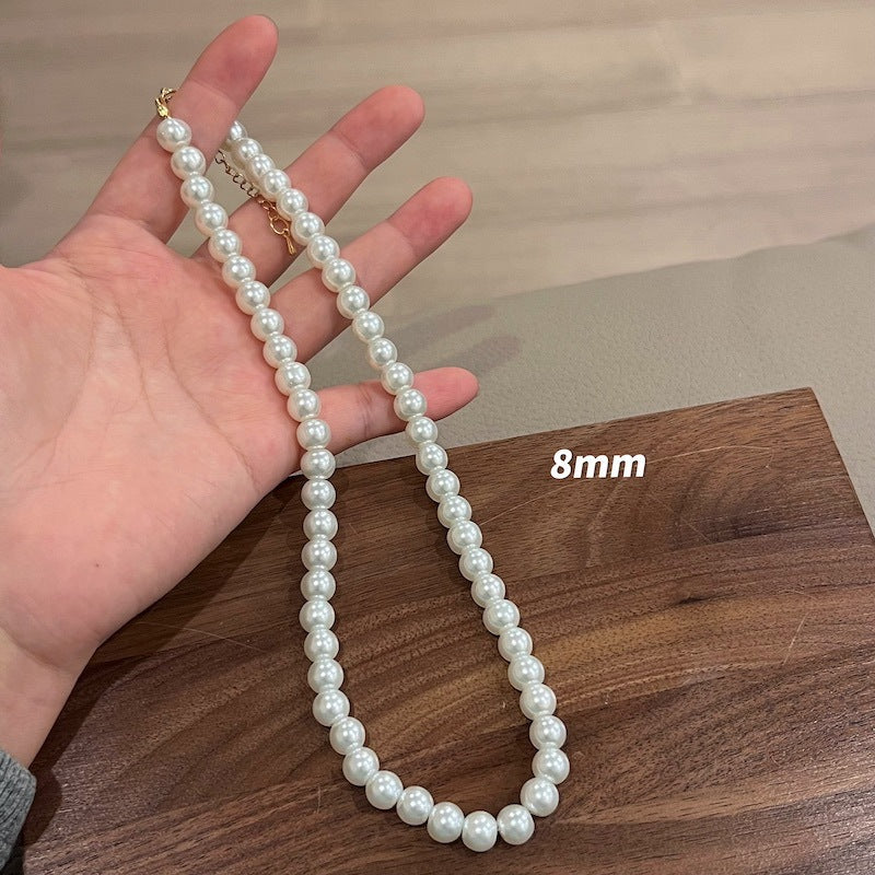 Aobai Magnetic Buckle Round Pearl Necklace Female Fashion Celebrity Neck Chain Temperament Design Advanced Sense Collarbone Chain