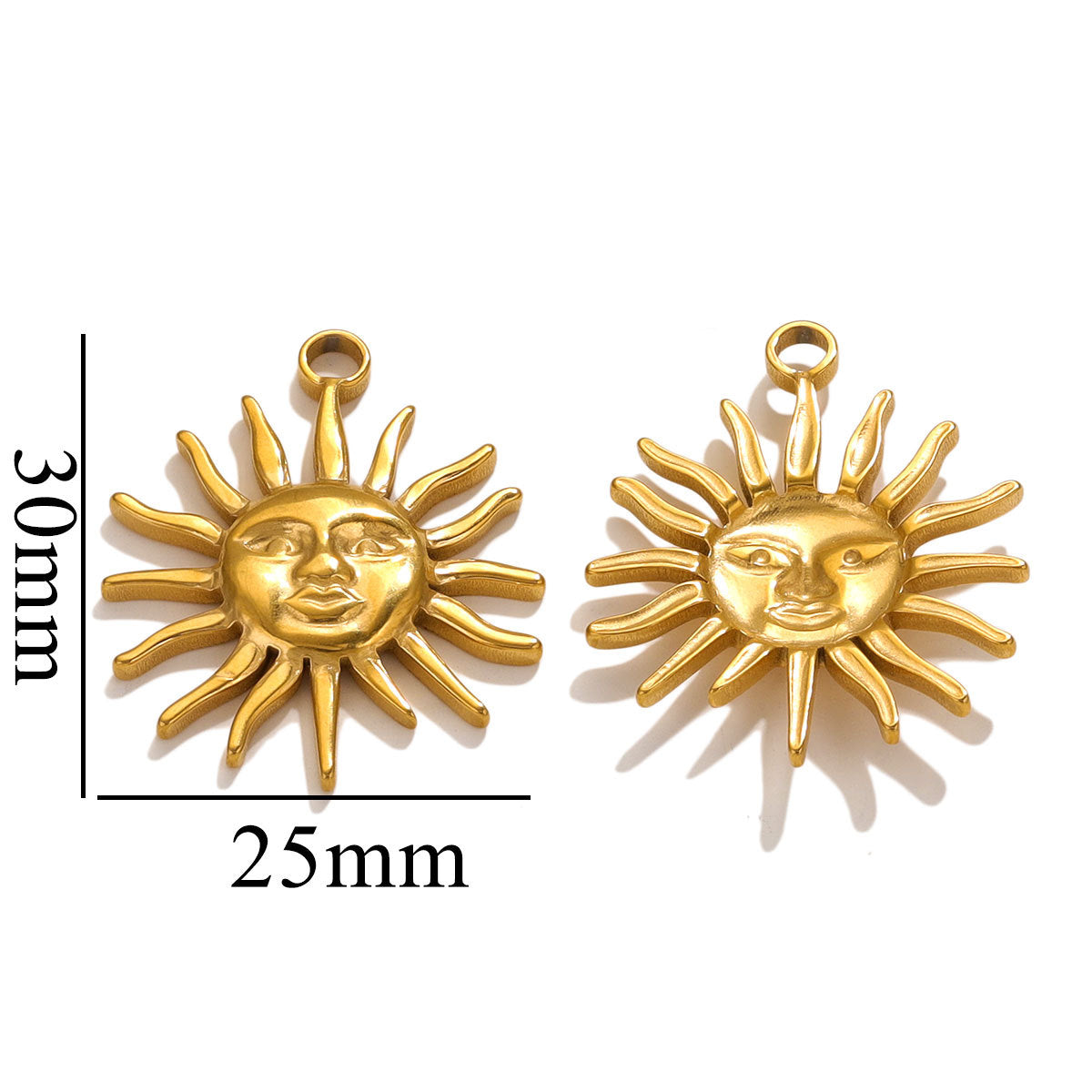 Vintage European and American Stainless Steel Smiley Face Sun and Moon Pendant, Titanium Steel DIY Pendant Necklace Handmade Accessories