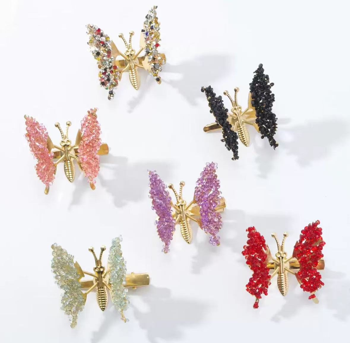New Rhinestones Will Move Butterfly Hairpins, Shiny Children's Hairpins, Three-dimensional Cute Headgear Clips, Broken Hairpins on The Side