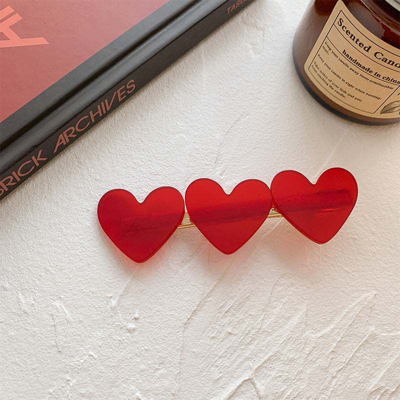 Korean Red Love Acetic Acid Hairpin Edge Clip Cute Bangs Broken Hair Side Duck Bill Hairpin Gentle Clip Headdress