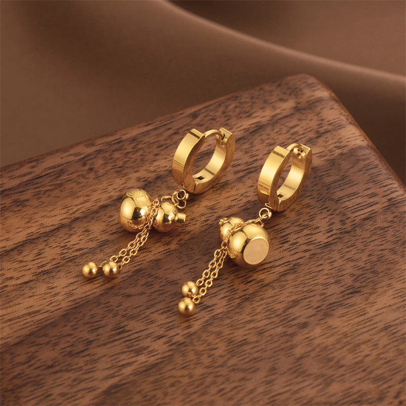 Fashion Titanium Steel Does Not Fade Short Ear Buckle Simple Geometric Rose Gold Earrings Stud Earrings