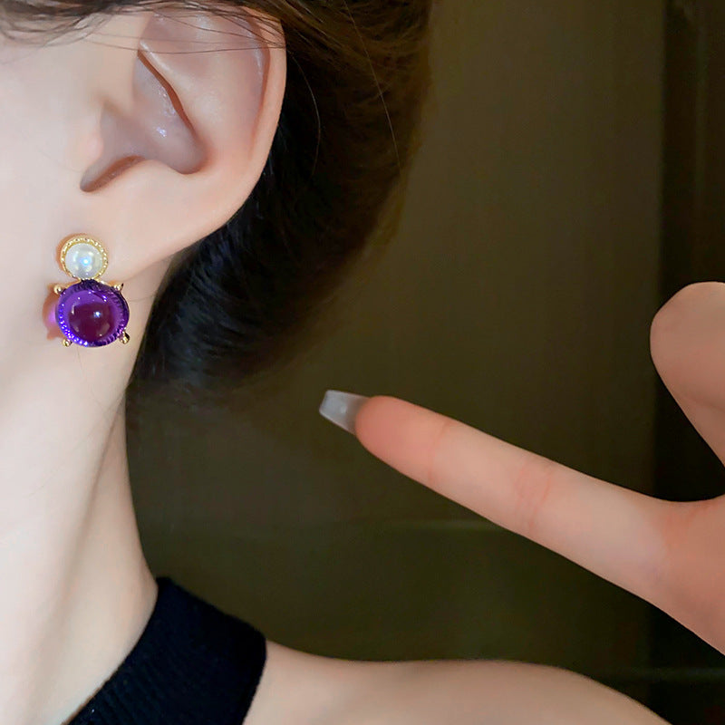 Real Gold Electroplating Silver Needle Medium Antique Freshwater Pearl Love Earrings Premium Earrings Vintage Retro Earrings