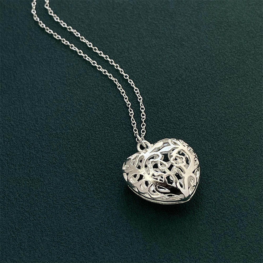 925 Silver 46CM Net Heart Necklace Korean Version Hot Sale Spot Supply Necklace Wholesale