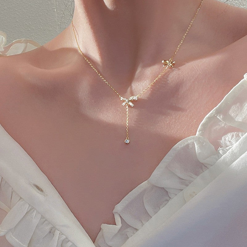 925 Silver Love Necklace Women's Summer High Sense Design Sense Niche Light Luxury Collarbone Chain Neck Chain