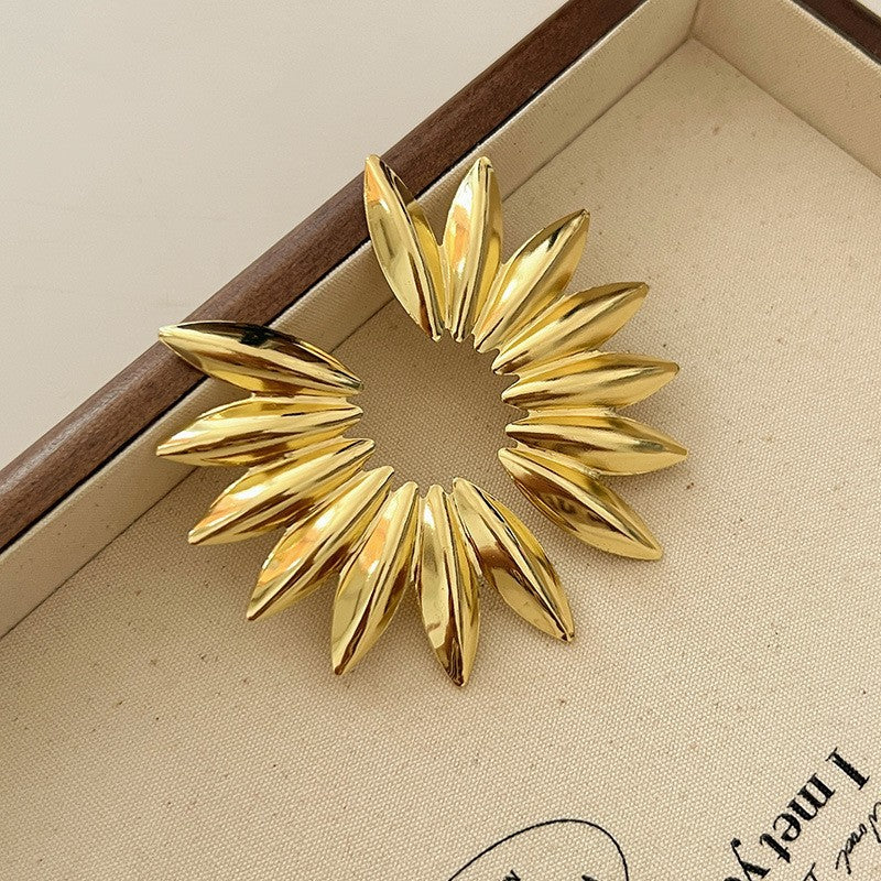 Retro Hong Kong Style Temperament Stud Earrings Female Explosion Internet Celebrity Niche High Sense Gold Earrings