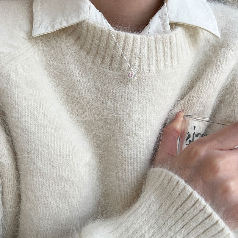 925 Silver Love Necklace Women's Summer High Sense Design Sense Niche Light Luxury Collarbone Chain Neck Chain