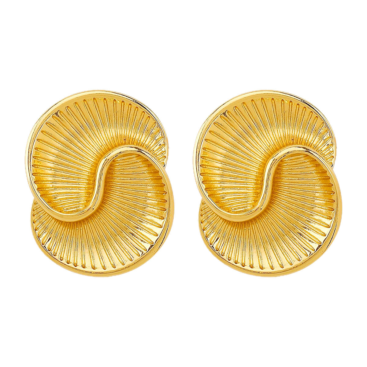 European and American Fashion Simple Design Retro Geometric Alloy Earrings, Personalized Spiral Texture Ring Necklace