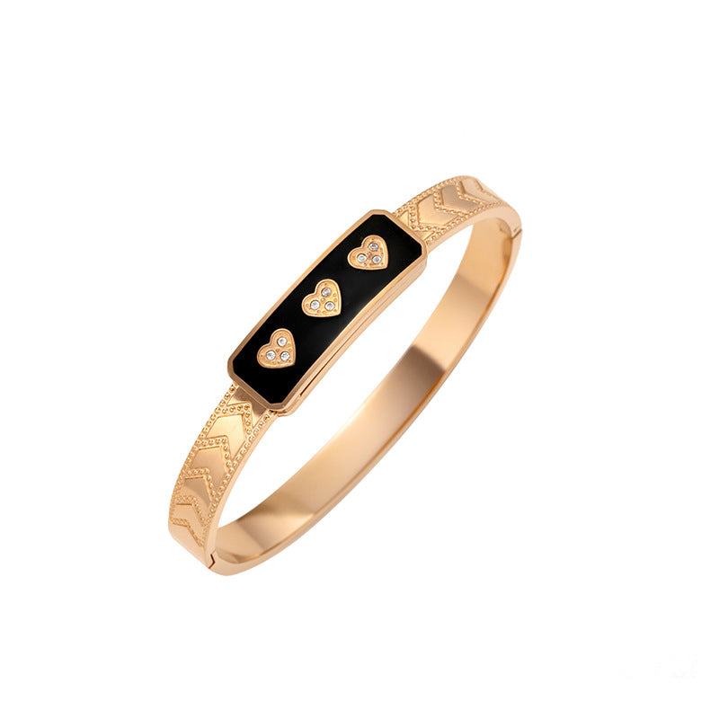 Europe and The United States Popular Titanium Steel Bracelet Love Drop Oil Diamond Versatile Stainless Steel Bracelet Does Not Fade Jewelry Manufacturers Wholesale