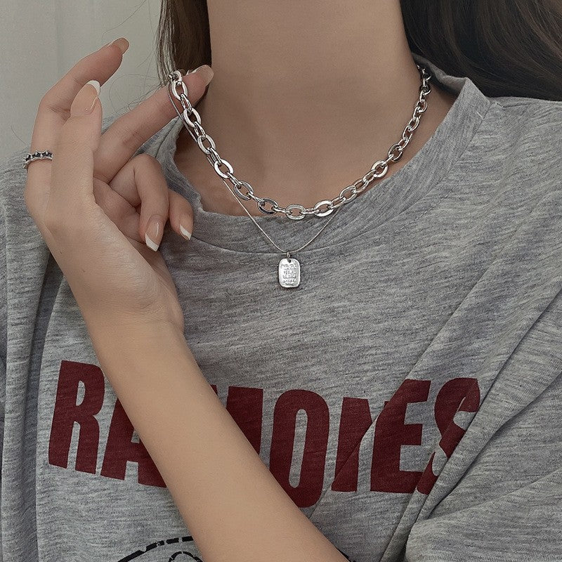 925 Silver Love Necklace Women's Summer High Sense Design Sense Niche Light Luxury Collarbone Chain Neck Chain