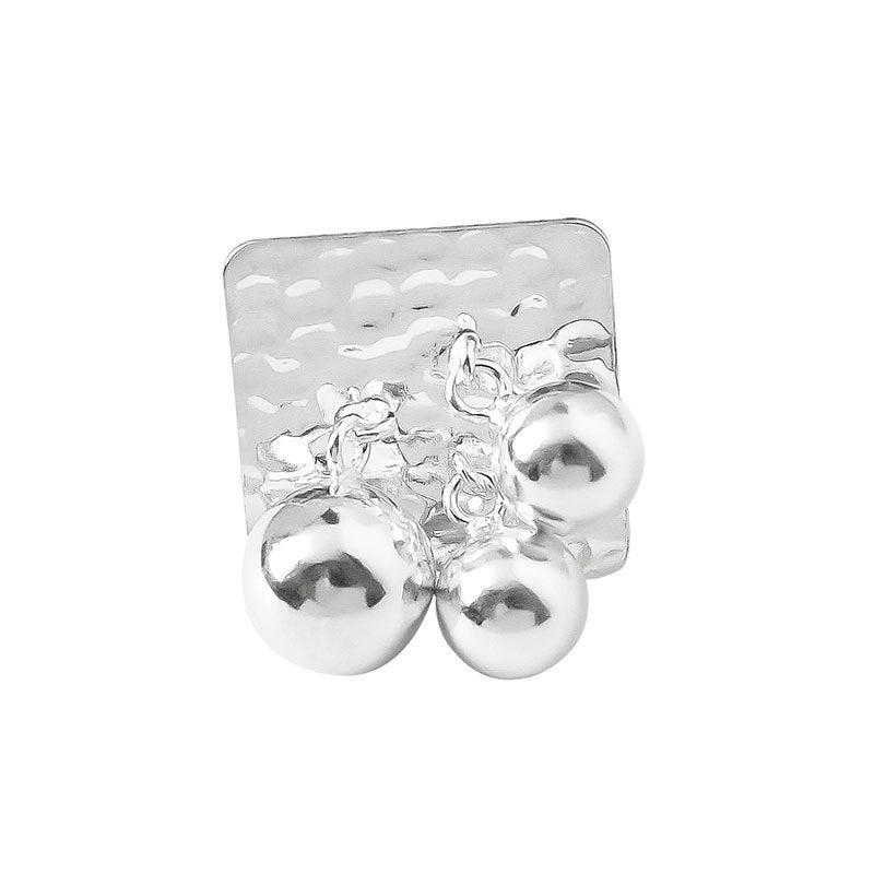 925 Sterling Silver Korean Version Ring Female Ins Niche Design Sense Exaggerated Personality Versatile Geometric Ball Light Pasta Ring