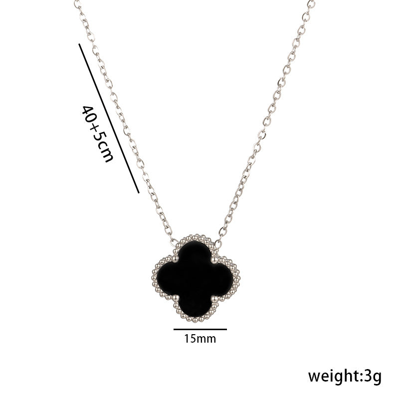 Non-fading High-quality Jewelry Double-sided Four-leaf Clover Necklace Women's Live Broadcast Hot-selling Titanium Steel Collarbone Chain Wholesale